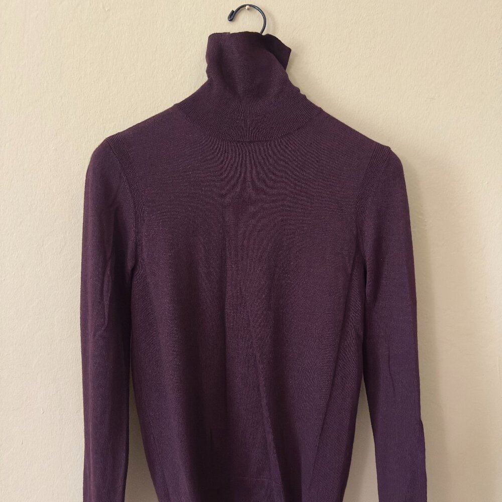Merlot Merino Wool-Blend Turtleneck Sweater
